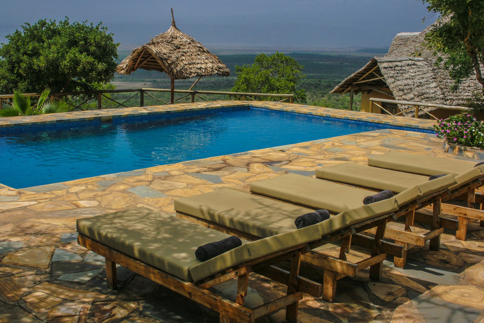 Morona Hill Lodge pool and view Rift Valley